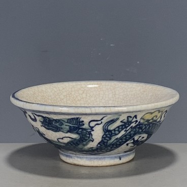 Folk Kiln Brush Washer Ink Dish Wenwan Kiln Porcelain Colorful Dragon Pattern Small Bowl Tea Cup